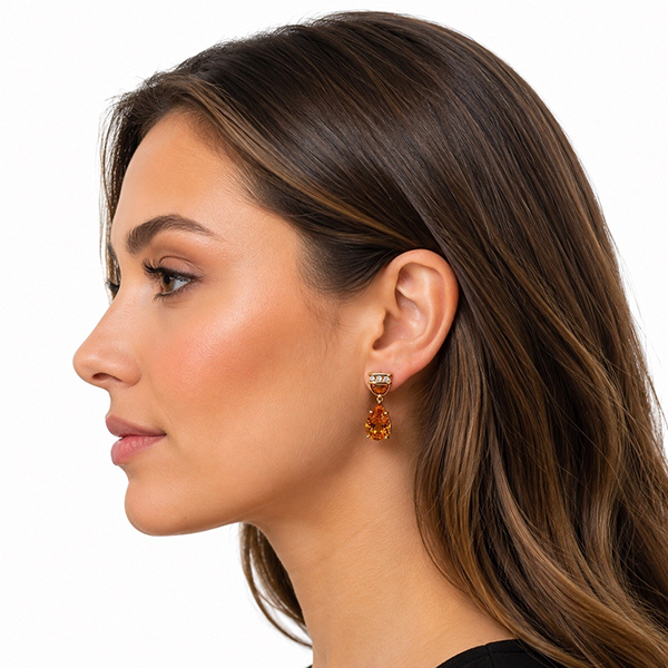 18K Fancy Topaz Diamond Drop Earrings
